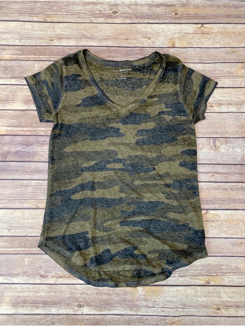 Lucky brand Green Camouflage tee size S
